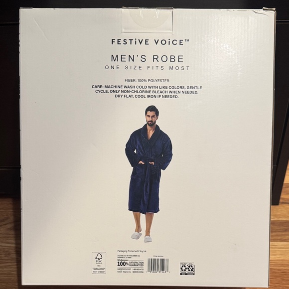 Men's Navy Blue Robe - Picture 3 of 3